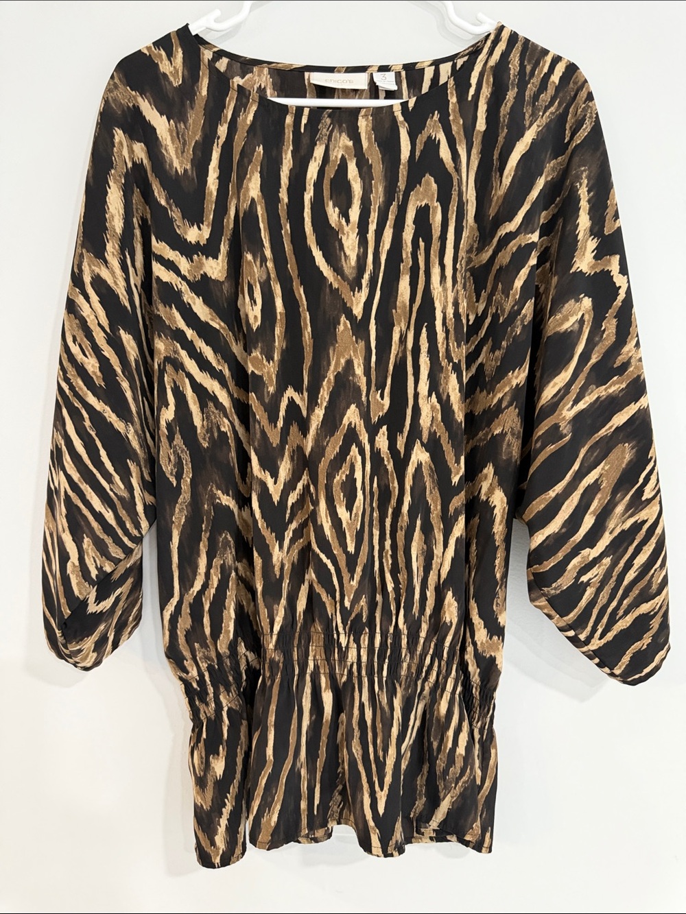 CHICOS Neutral Animal-Print Balloon Sleeve Blouse